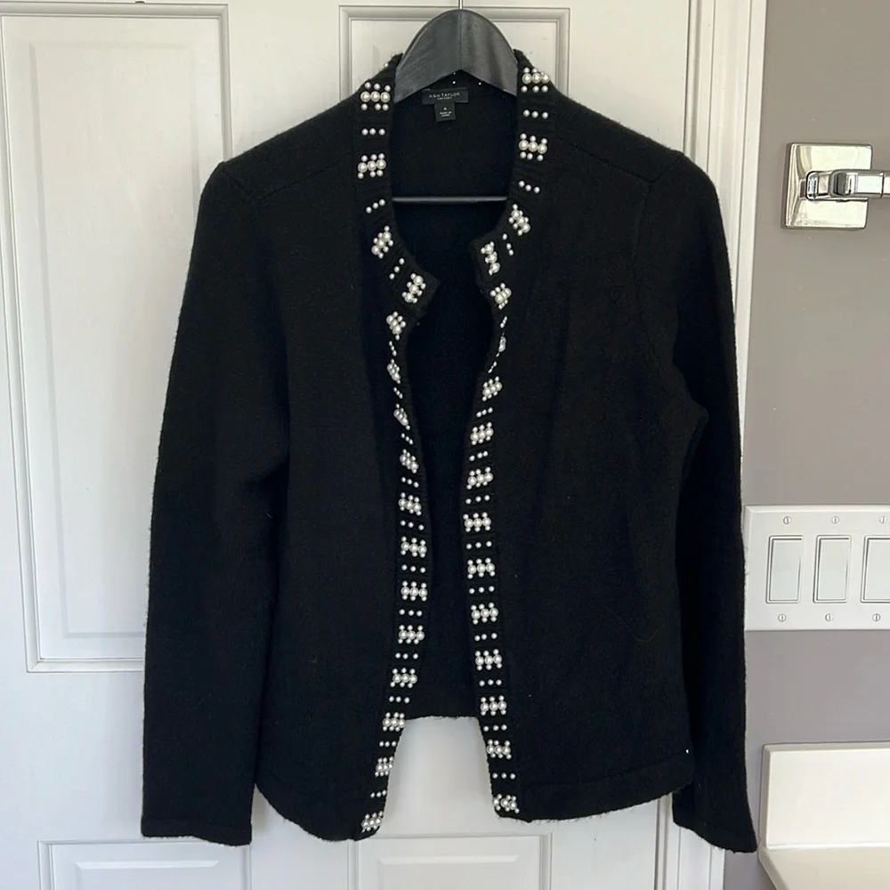 Ann Taylor Factory Pearl Detail Cardigan Sweater - Picture 1 of 4